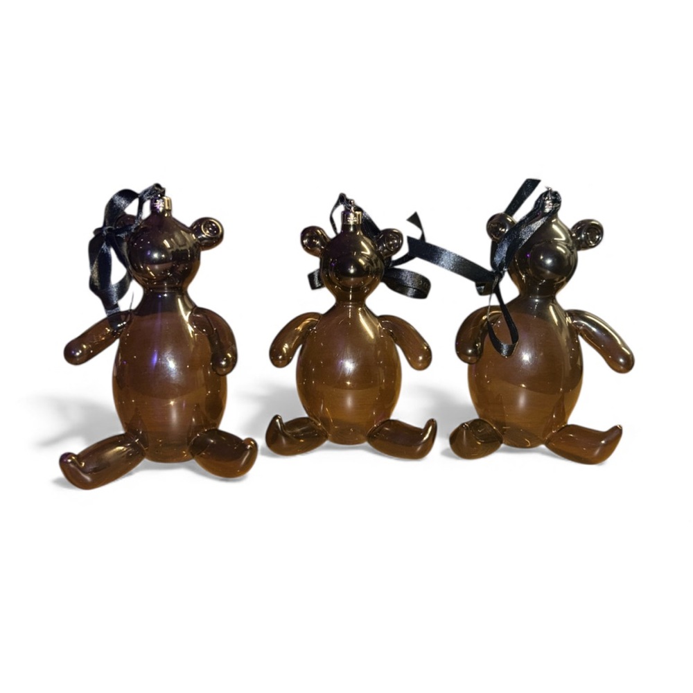 Gucci Limited Edition Tom Ford Handblown Glass Bear Ornament Set of 3 RARE NEW